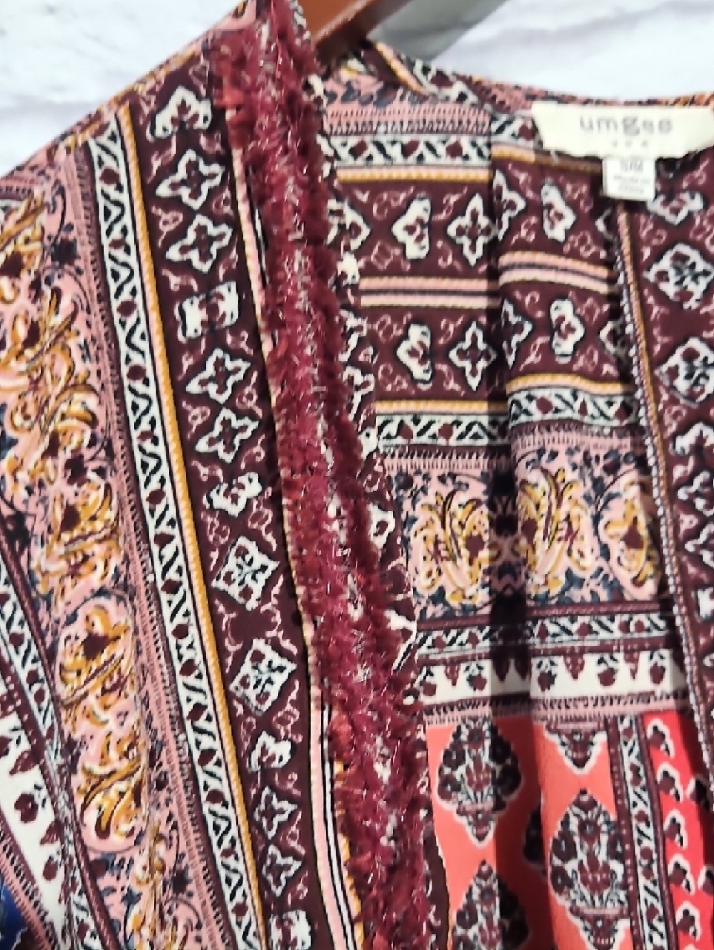 Umgee Multi-Color Boho Patchwork Kimono Cardigan - Picture 3 of 6